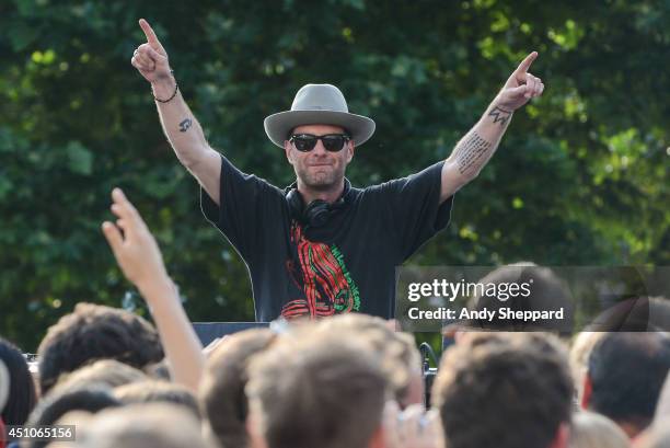 James Lavelle performs a DJ set on the riverside terrace of Royal Festival Hall at Meltdown Festival 2014 on June 22, 2014 in London, United Kingdom.