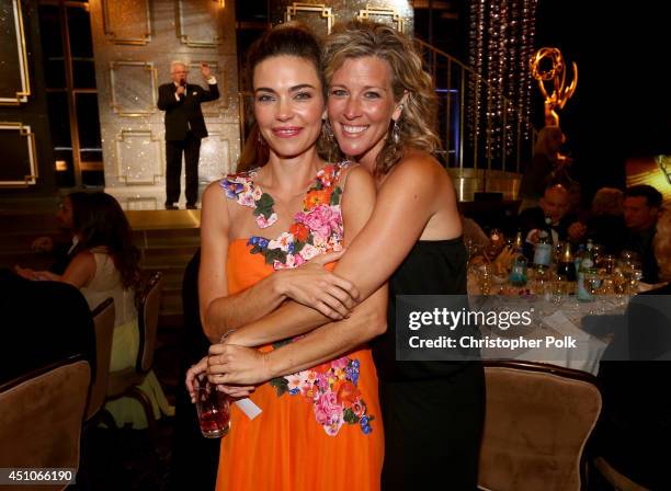 Actresses Amelia Heinle and Laura Wright attend The 41st Annual Daytime Emmy Awards at The Beverly Hilton Hotel on June 22, 2014 in Beverly Hills,...