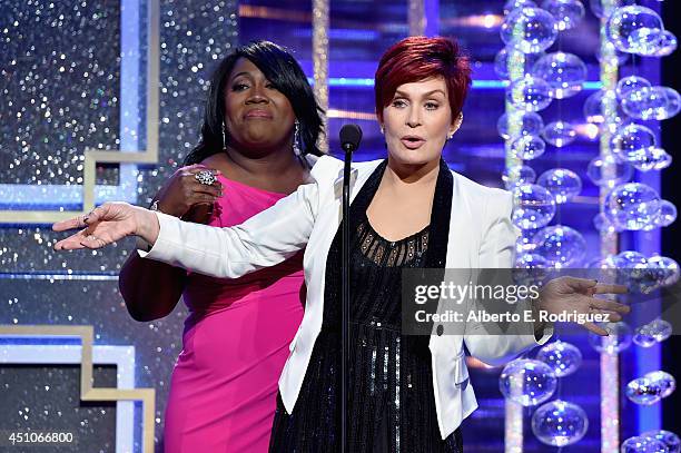 Personalities Sheryl Underwood and Sharon Osbourne speak onstage during The 41st Annual Daytime Emmy Awards at The Beverly Hilton Hotel on June 22,...