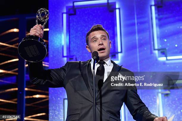 Actor Billy Miller accepts Outstanding Lead Actor in a Drama Series for 'The Young and the Restless' onstage during The 41st Annual Daytime Emmy...