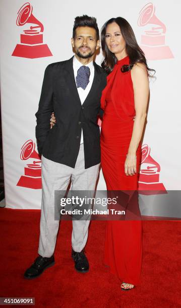 Draco Rosa and Angela Alvarado arrive at the 2013 Latin Recording Academy Person of the Year honoring Miguel Bose held at Mandalay Bay Resort and...