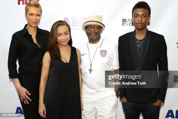 Tonya Lee, Satchel Lee, writer/director Spike Lee and Jackson Lee attend "Da Sweet Blood Of Jesus" world premiere during the 2014 American Black Film...