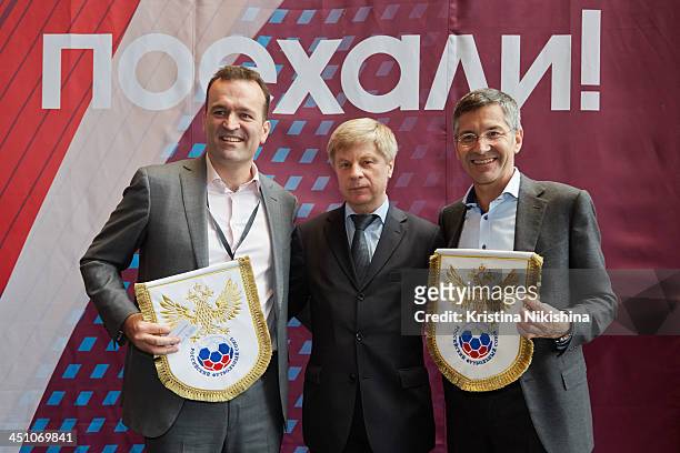 Nikolai Tolstykh, president of Football Union of Russia , and Herbert Hainer, CEO of the adidas Group attend Russia National Team World Cup...