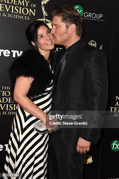 Actor Sean Kanan and Michele Vega attend The 41st Annual Daytime Emmy Awards at The Beverly Hilton Hotel on June 22, 2014 in Beverly Hills,...