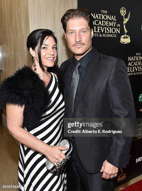 Actor Sean Kanan and producer Michele Vega attend The 41st Annual Daytime Emmy Awards at The Beverly Hilton Hotel on June 22, 2014 in Beverly Hills,...