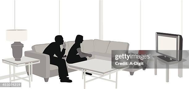 whats on? - couple watching tv stock illustrations