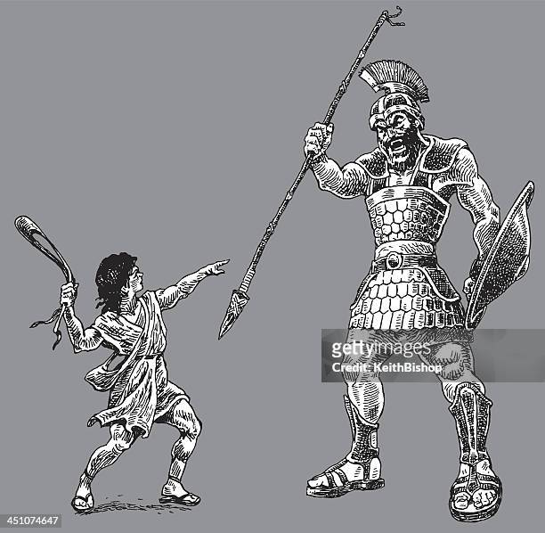 david and goliath - bible story - david and goliath stock illustrations