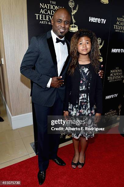 Personality Wayne Brady and Maile Masako Brady attend The 41st Annual Daytime Emmy Awards at The Beverly Hilton Hotel on June 22, 2014 in Beverly...