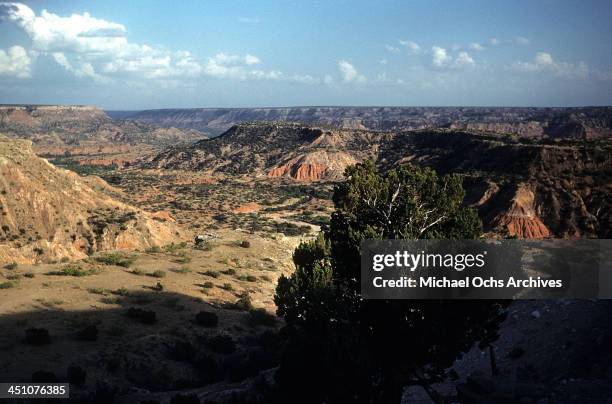 View looking over the Palo Duro Canyon in Palo Duro State Park near Amarillo, Texas.