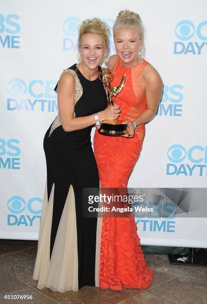 Actors Hunter King and Kelli Goss attend the 41st Annual Daytime Emmy Awards CBS after party at The Beverly Hilton Hotel on June 22, 2014 in Beverly...