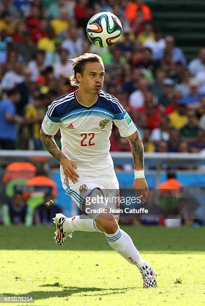 Andrey Eshchenko of Russia in action during the 2014 FIFA World Cup Brazil Group H match between Belgium and Russia at Maracana on June 22, 2014 in...
