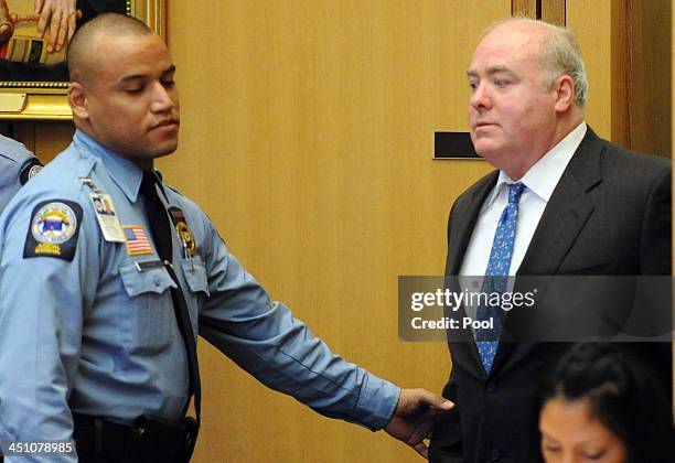Michael Skakel enters court for his bail hearing at Stamford Superior Court November 21, 2013 in Stamford, Connecticut. Skakel will be released on...