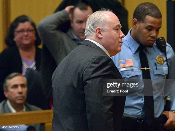 Michael Skakel leaves court after being granted bail during his hearing at Stamford Superior Court November 21, 2013 in Stamford, Connecticut. Skakel...