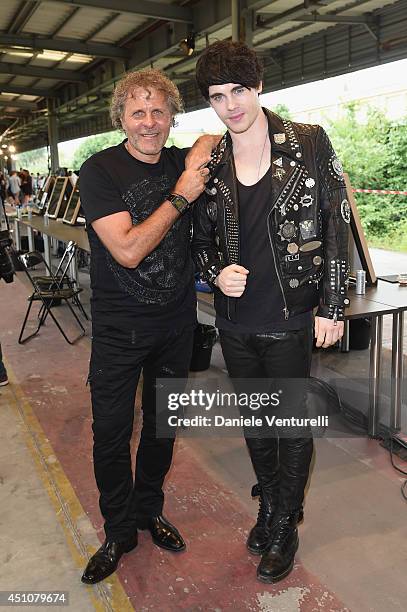 Renzo Rosso and Leon Else attend the Diesel Black Gold - Show as part of Milan Fashion Week Menswear Spring/Summer 2015 on June 23, 2014 in Milan,...