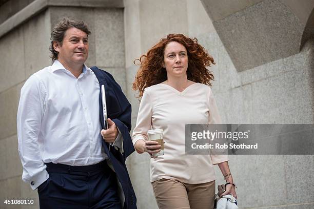 Former News International chief executive Rebekah Brooks and her husband Charlie Brooks arrive at the Old Bailey on June 23, 2014 in London, England....