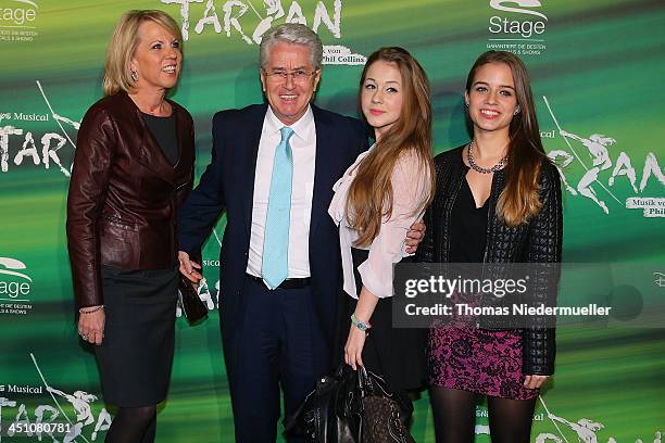 Britta Gessler, Frank Elstner , Enya and Lena attend the green carpet arrivals for the Stuttgart Premiere of the musical 'Tarzan' at Stage Apollo...