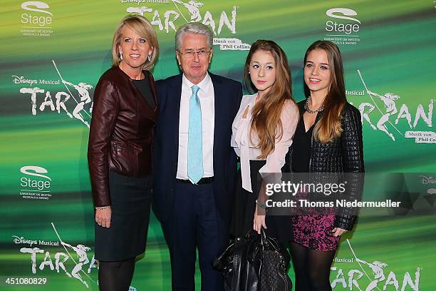 Britta Gessler, Frank Elstner , Enya and Lena attend the green carpet arrivals for the Stuttgart Premiere of the musical 'Tarzan' at Stage Apollo...