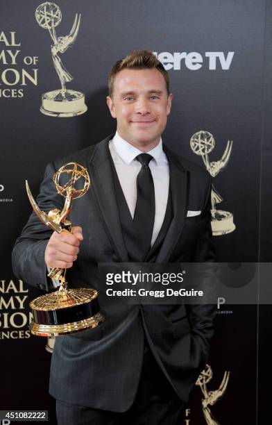 Actor Billy Miller poses in the press room at the 41st Annual Daytime Emmy Awards at The Beverly Hilton Hotel on June 22, 2014 in Beverly Hills,...