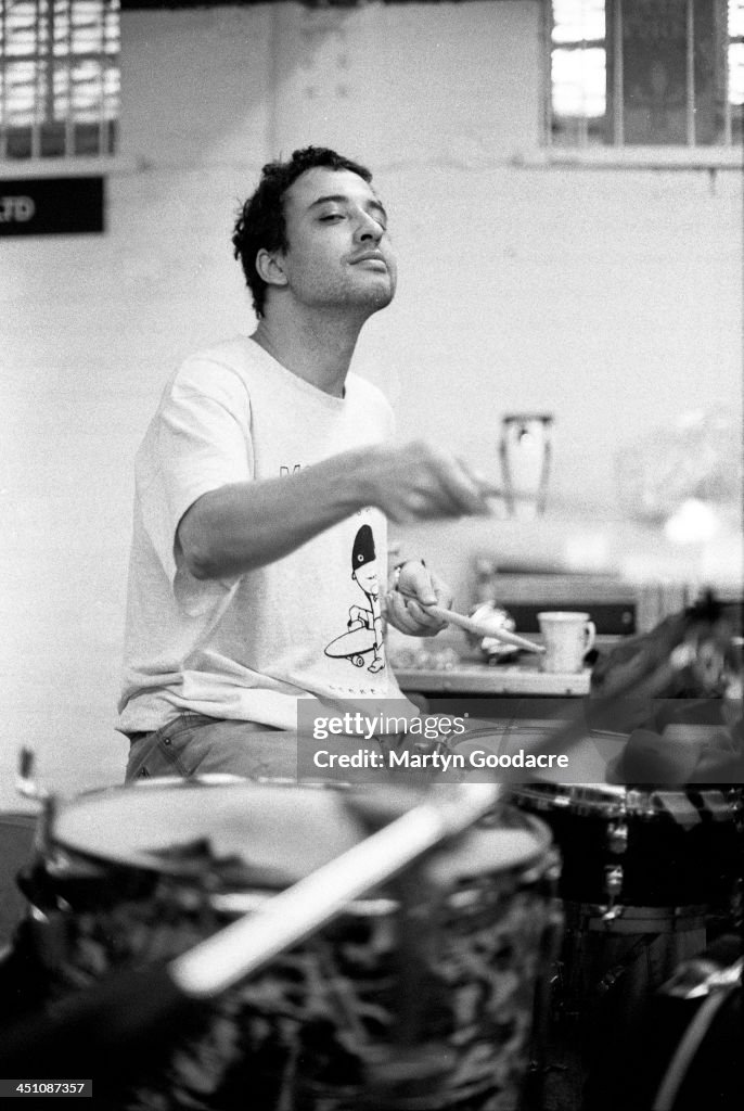 Rene Stone Roses Reni drummer with The Stone Roses rehearses in Manchester , United ...