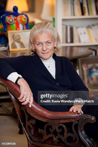 Philosopher Elisabeth Badinter is photographed for Paris Match on November 23, 2014 in Paris, France.