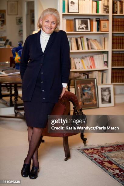 Philosopher Elisabeth Badinter is photographed for Paris Match on November 23, 2014 in Paris, France.