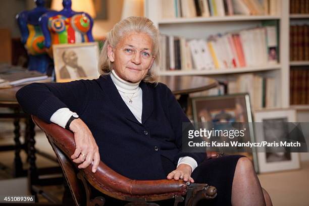 Philosopher Elisabeth Badinter is photographed for Paris Match on November 23, 2014 in Paris, France.