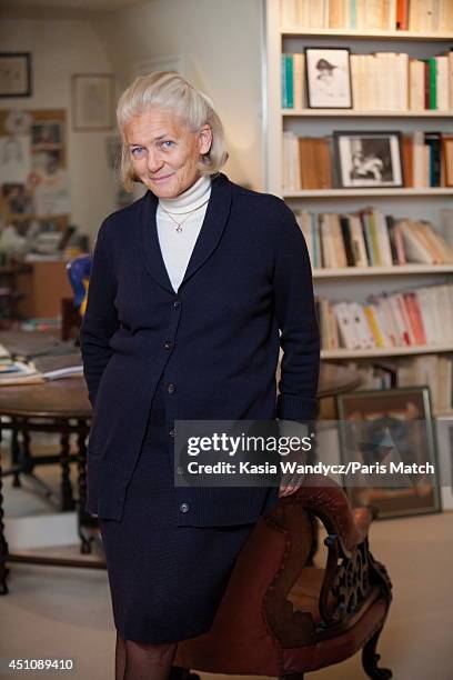 Philosopher Elisabeth Badinter is photographed for Paris Match on November 23, 2014 in Paris, France.