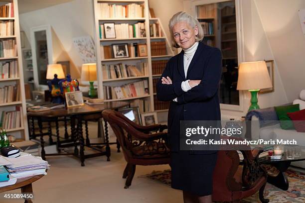 Philosopher Elisabeth Badinter is photographed for Paris Match on November 23, 2014 in Paris, France.