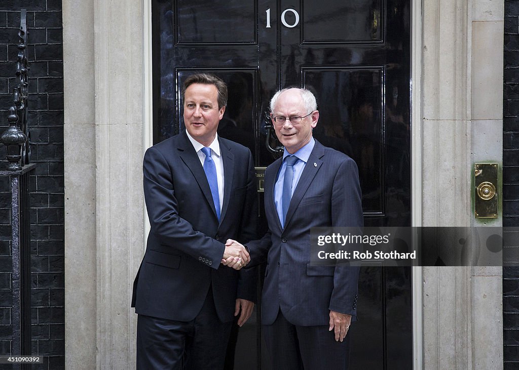 Prime Minster David Cameron  Welcomes President of the European Council Herman Van Rompuy To Downing Street
