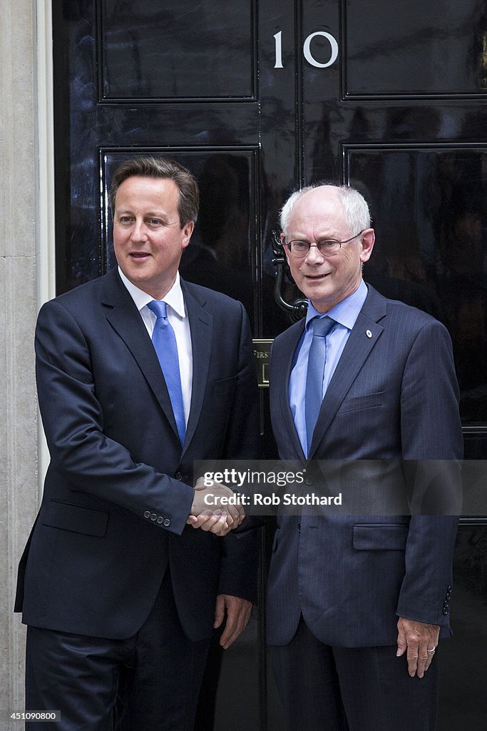 Prime Minster David Cameron  Welcomes President of the European Council Herman Van Rompuy To Downing Street