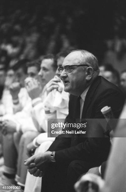 Kentucky head coach Adolph Rupp on sidelines during game vs Mississippi at Memorial Coliseum. Lexington, KY 2/10/1962 CREDIT: Neil Leifer