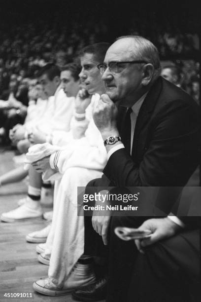 Kentucky head coach Adolph Rupp on sidelines during game vs Mississippi at Memorial Coliseum. Lexington, KY 2/10/1962 CREDIT: Neil Leifer