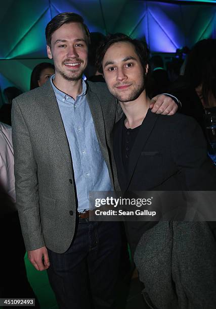 Actors David Kross and Ludwig Trepte attend the Microsoft Xbox One launch party at the Microsoft Center on November 21, 2013 in Berlin, Germany....
