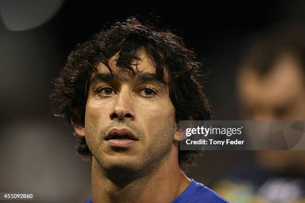 Johnathan Thurston of the Cowboys in the warm up before the round 15 NRL match between the Newcastle Knights and the North Queensland Cowboys at...