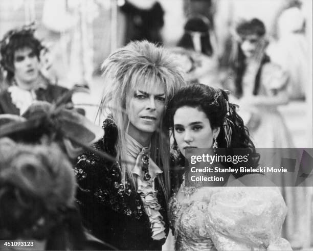 Actors David Bowie and Jennifer Connelly in a scene from the movie 'Labyrinth', 1986.