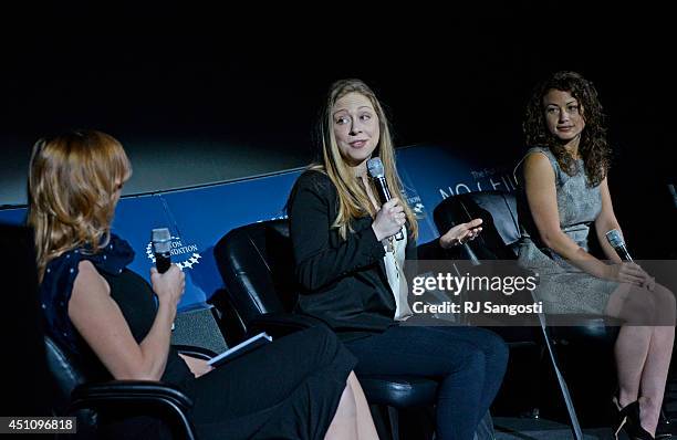 Kari Byron, Co-Host of Discovery Channels Mythbusters, left, Chelsea Clinton, center, and Debbie Sterling, founder and CEO of GoldieBlox, host From...