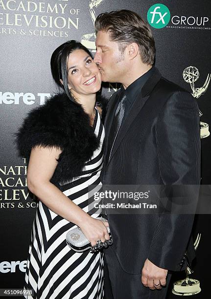 Michele Vega and actor Sean Kanan arrive at the 41st Annual Daytime Emmy Awards held at The Beverly Hilton Hotel on June 22, 2014 in Beverly Hills,...