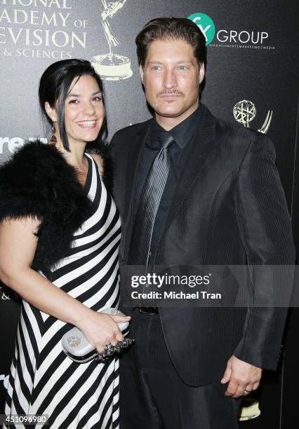 Michele Vega and actor Sean Kanan arrive at the 41st Annual Daytime Emmy Awards held at The Beverly Hilton Hotel on June 22, 2014 in Beverly Hills,...