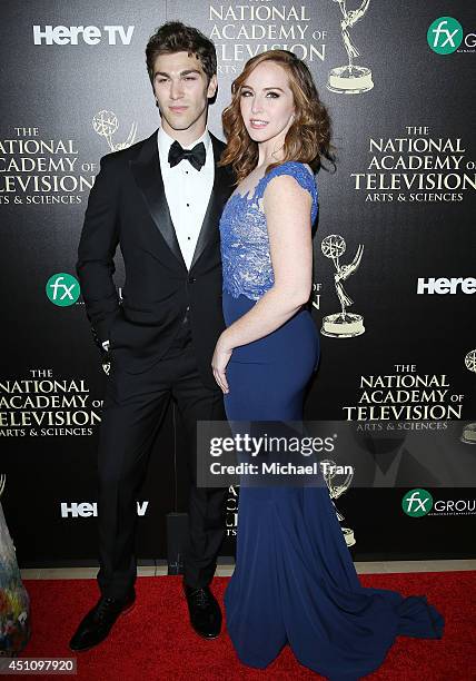 Oliver Singer and Camryn Grimes arrive at the 41st Annual Daytime Emmy Awards held at The Beverly Hilton Hotel on June 22, 2014 in Beverly Hills,...