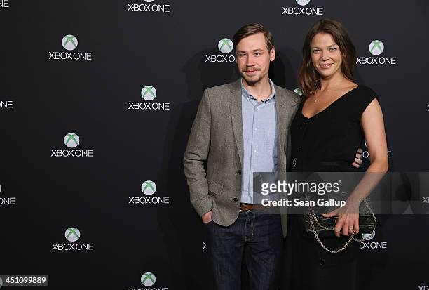 Actress Jessica Schwarz ans actor David Kross attend the Microsoft Xbox One launch party at the Microsoft Center on November 21, 2013 in Berlin,...