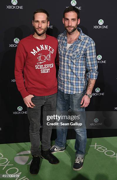 Lee Rychter and Matthias Weidenhofer attend the Microsoft Xbox One launch party at the Microsoft Center on November 21, 2013 in Berlin, Germany....