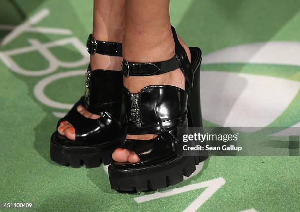 Actress Jessica Schwarz wears shoes as she attends the Microsoft Xbox One launch party at the Microsoft Center on November 21, 2013 in Berlin,...