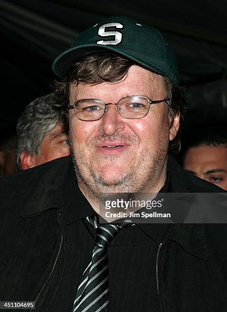 Michael Moore during Fahrenheit 9/11 New York Screening - Outside Arrivals at Ziegfeld Theater in New York City, New York, United States.
