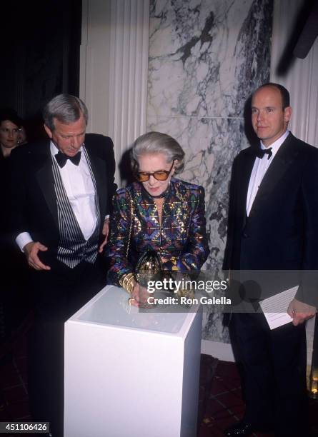 David Horner, fashion designer Pauline Trigere and Prince Albert of Monaco attend the Princess Grace Foundation-USA 18th Annual Awards Gala on...