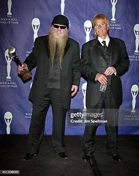 Inductees Dusty Hill and Frank Beard of ZZ Top during The 19th Annual Rock and Roll Hall of Fame Induction Ceremony - Press Room at Waldorf Astoria...