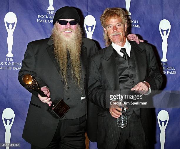 Inductees Dusty Hill and Frank Beard of ZZ Top during The 19th Annual Rock and Roll Hall of Fame Induction Ceremony - Press Room at Waldorf Astoria...