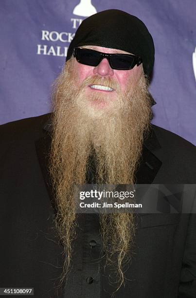 Inductee Dusty Hill of ZZ Top during The 19th Annual Rock and Roll Hall of Fame Induction Ceremony - Press Room at Waldorf Astoria in New York City,...