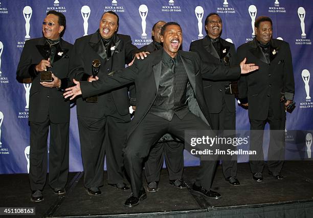 Robert Townsend with Inductees The Dells during The 19th Annual Rock and Roll Hall of Fame Induction Ceremony - Press Room at Waldorf Astoria in New...