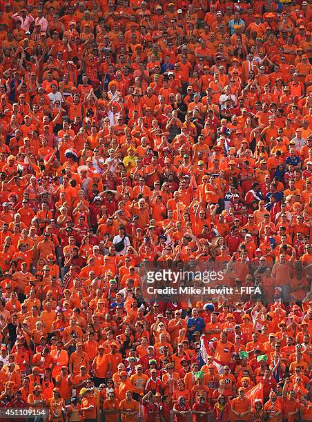 General view of Dutch fans during the 2014 FIFA World Cup Brazil Group B match between Netherlands and Chile at Arena de Sao Paulo on June 23, 2014...