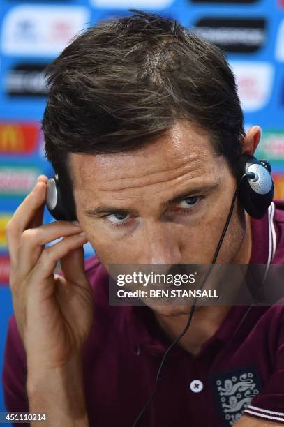 England's midfielder Frank Lampard attends a press conference in the Mineirao Stadium in Belo Horizonte on June 23 on the eve of the 2014 FIFA World...